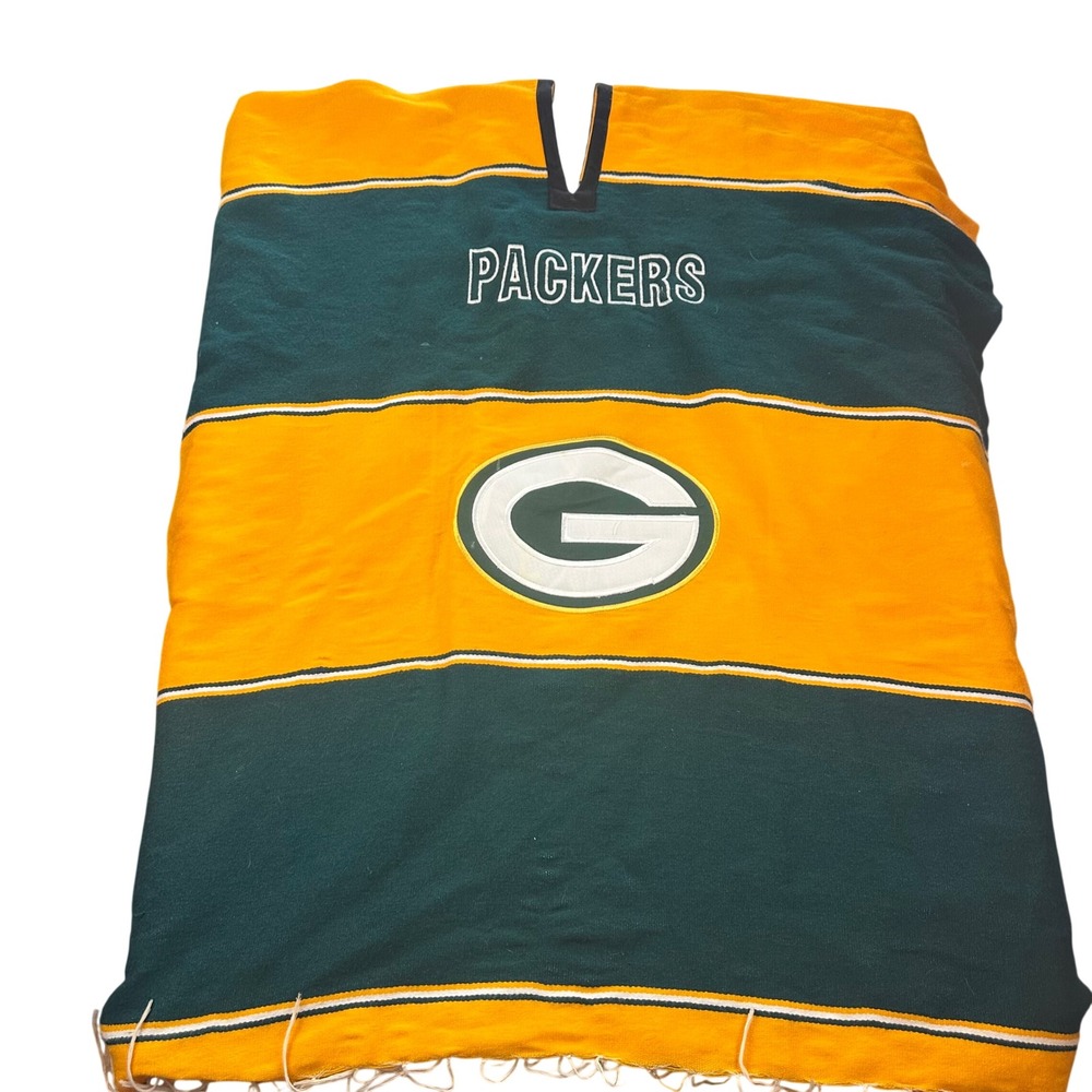 NFL Green Bay Packers Poncho Unisex OS Green Yellow Striped V-Neck Fringe Gear